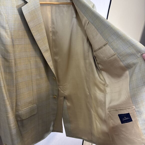 Samuelsohn Scabal silk wool tan plaid blazer Soft Men 42XL O’Connors luxury - Picture 5 of 8